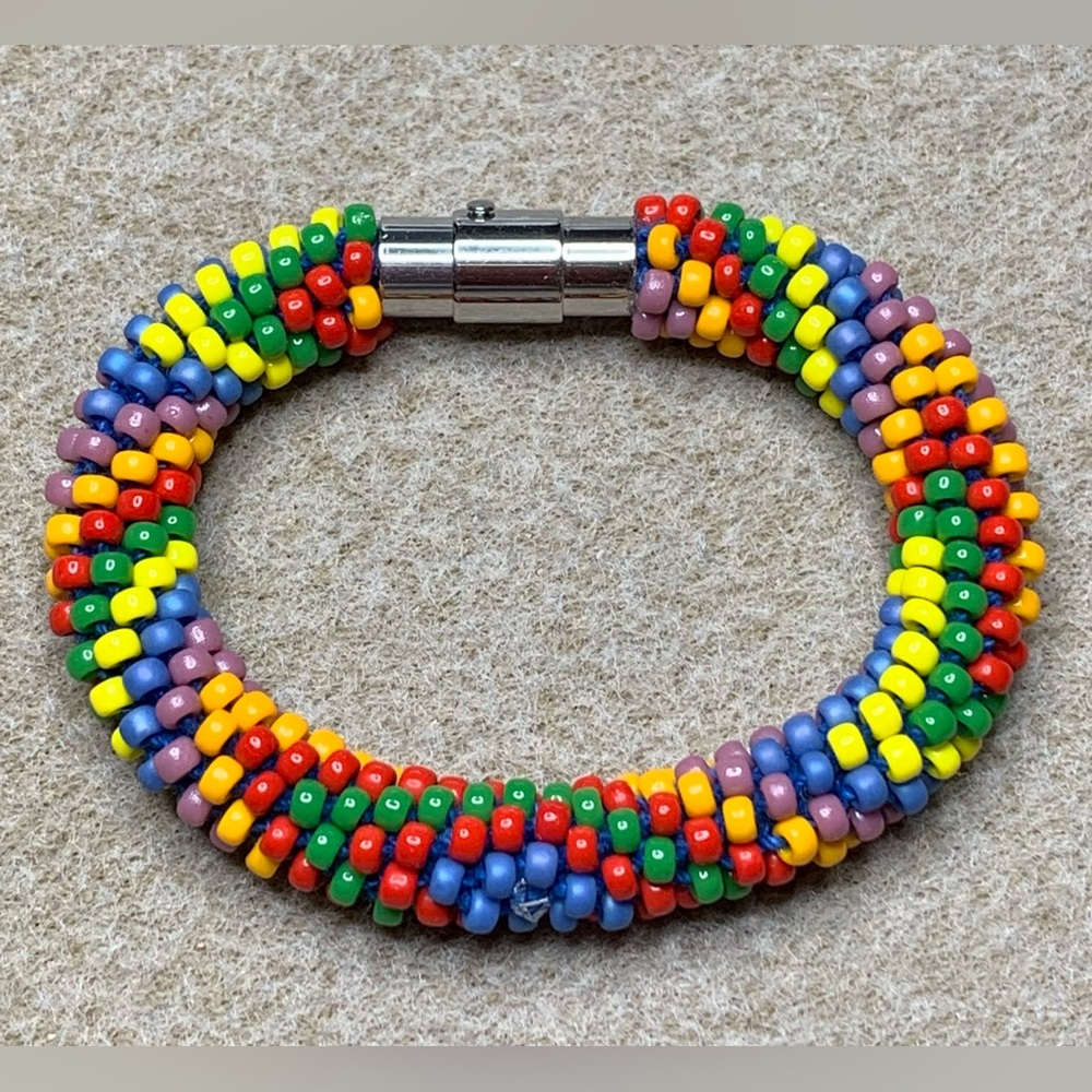 Rainbow 12-Strand Kumihimo Bracelet 6.5”